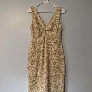 Dressbarn Cream Lace Midi Dress V-Neck Sleeveless
